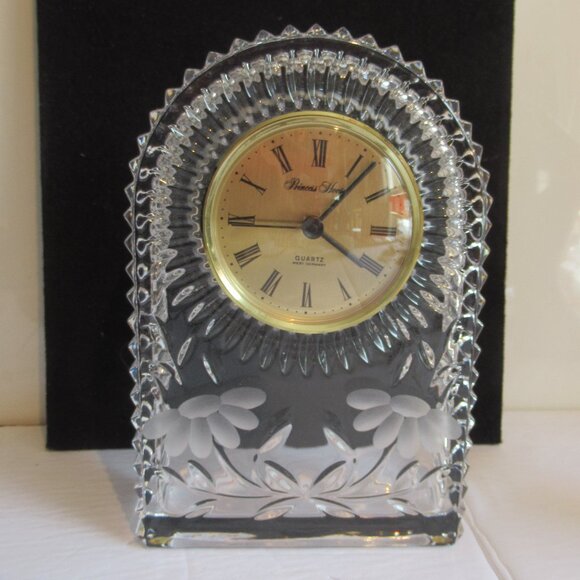 Princess House Led Crystal Mantel Clock. Gold, Unused, Vintage - Picture 1 of 11
